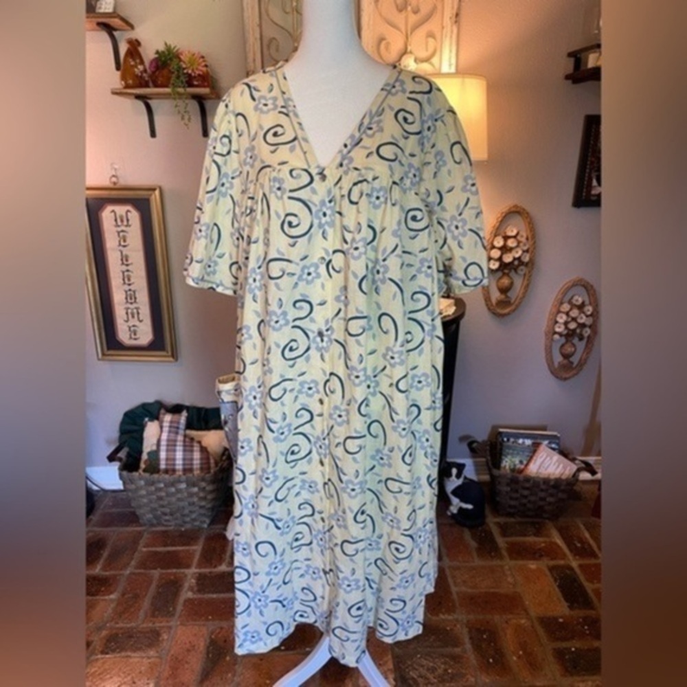 Coffee Time JC Penny NWT vintage/Y2K snap front robe house dress with pocket.​